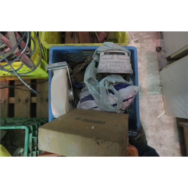 Milk Crate of Misc. Items Including Toy Truck