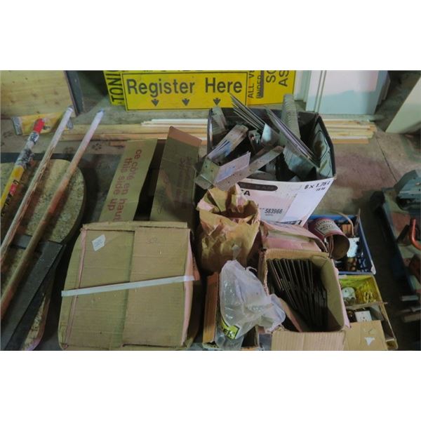 Large Lot of Rafter Hangers, Nails, and other Misc. Items