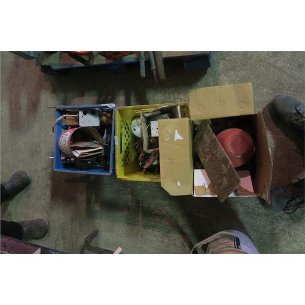 3 Boxes of Misc. Items Including Electrical