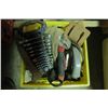 Image 1 : Milk Crate of Misc. Items Including Wrench Set