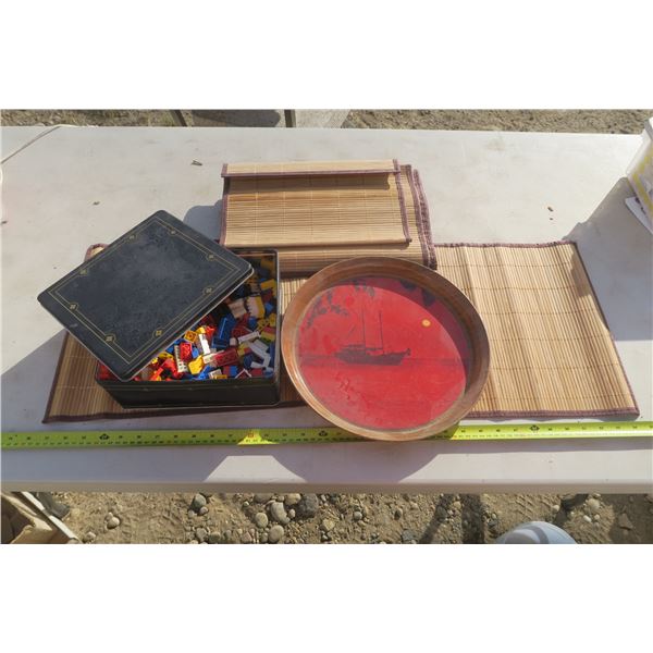 Cookie Tin of Lego 12" Serving Tray & 7 Bamboo Place Mats