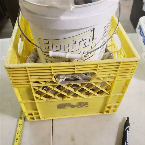 plumbing and carpentry lot, heavy box of screws, plumbing accessories