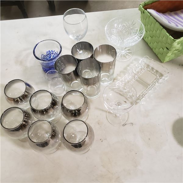 large lot of glasses, snifters, pot holders etc