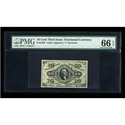 Fr. 1256 10c Third Issue PMG Gem Uncirculated 66