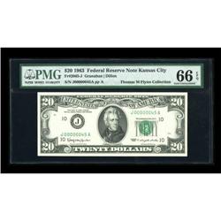 Fr. 2065-J $20 1963 Federal Reserve Note. PMG