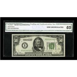 Fr. 2100-A $50 1928 Federal Reserve Note. CGA