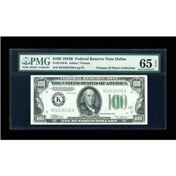 Fr. 2154-K $100 1934B Federal Reserve Note. PMG