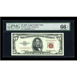 Fr. 1532 $5 1953 Legal Tender Note. PMG Gem