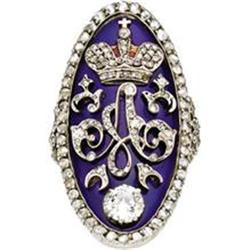 Rare Russian Diamond and Enamel Alexander I Ring