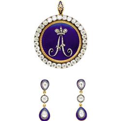 Alexander I Diamond Pendant and Pair of Earring