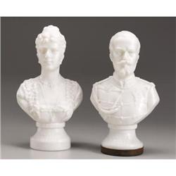 Glass Busts of Nicholas II and Alexandra