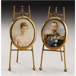 Portrait Miniatures of George V and Queen Mary
