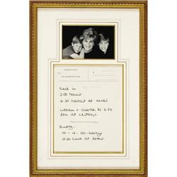 Signed Document from Diana, Princess of Wales