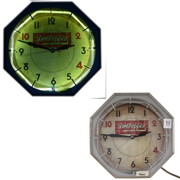 Dr Pepper Red Brick Neon Advertising Clock