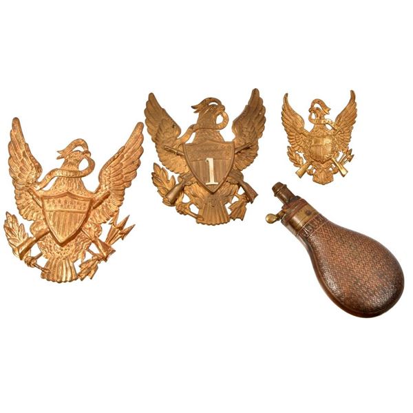 US Helmet Emblems-Great Shield & Powder Flask