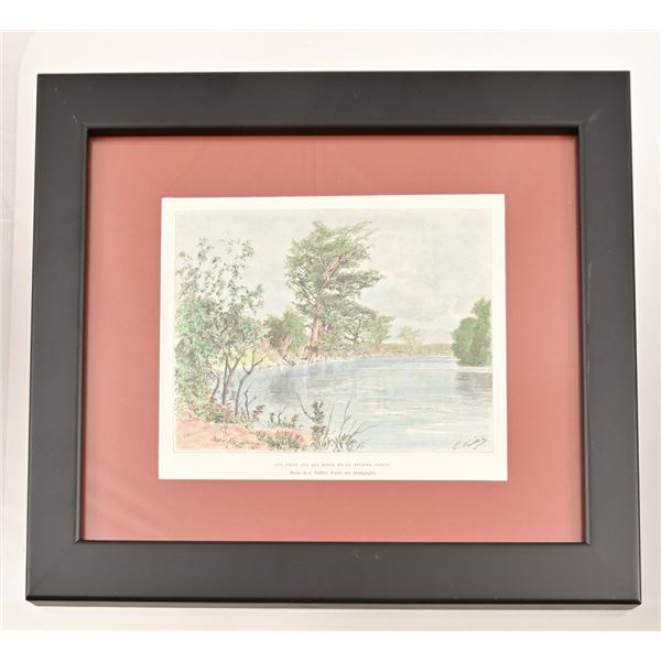 Sabine River, Texas Hand Colored Print 19th Cent.