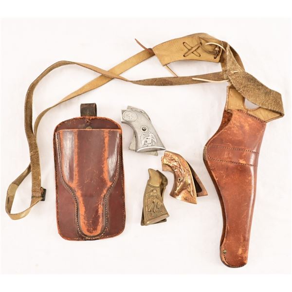 Collection of Vintage Grips & Leather Holsters