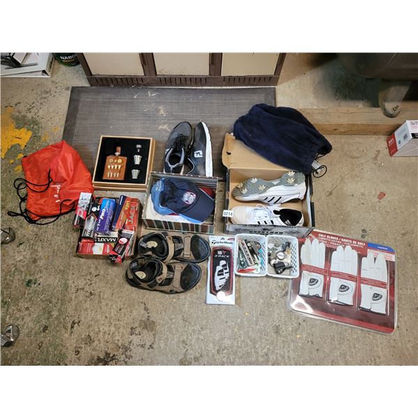 3 Pairs of Golf Shoes size 9 - Balls - Gloves - Flask