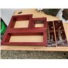 Image 1 : 418 --  3 Wooden Shadow Boxes with 2 Bamboo Artwork