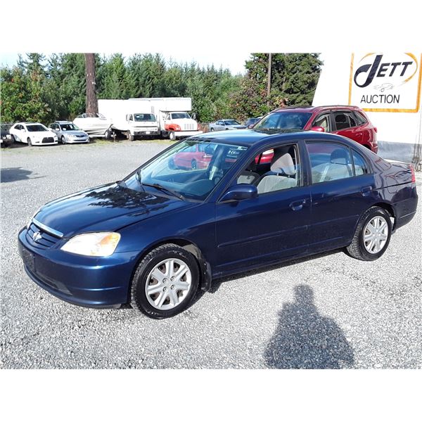 E4 --  2003 HONDA CIVIC LX , Blue , 195801  KM's