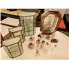 Image 1 : 439 --  Collection of Porcelain Flowers Glass Figurines and 4 Brass & Glass Cases