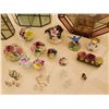 Image 2 : 439 --  Collection of Porcelain Flowers Glass Figurines and 4 Brass & Glass Cases