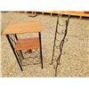 Image 1 : 446 --  Small Metal & Wood Side Table & Metal Wine Bottle Holder