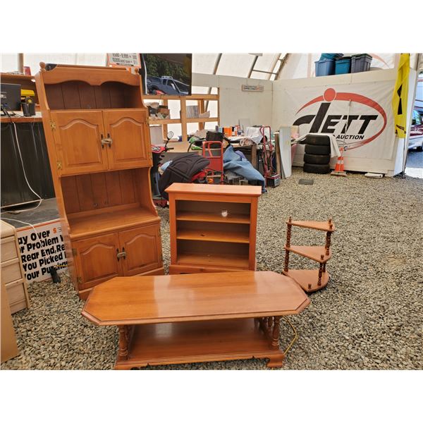 449 --  Wooden Coffee table , Side Cabinet Shelf & Plant Stand