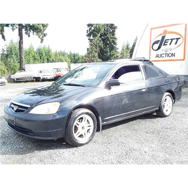 H4 --  2002 HONDA CIVIC LX  , Black , 324280  KM's