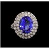 Image 2 : 14KT White Gold 5.56 ctw Tanzanite and Diamond Ring