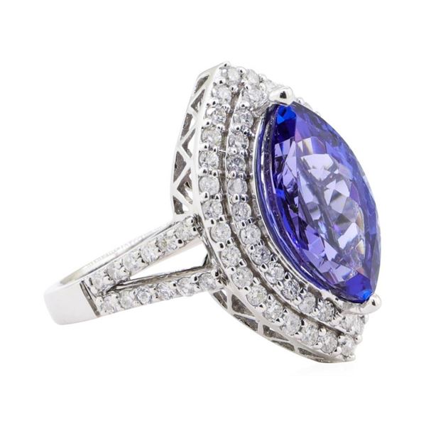 4.17 ctw Tanzanite and Diamond Ring - 14KT White Gold