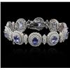 Image 1 : 14KT White Gold 11.11 ctw Tanzanite and Diamond Bracelet