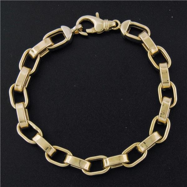 NEW Italian 14K Yellow Gold 8" Fancy Large Polished Cable Link Chain Bracelet