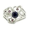 Image 2 : 1.70 ctw Round Brilliant Blue Sapphire And Diamond Ring - 14KT White Gold