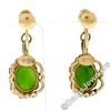Image 6 : Vintage 14kt Yellow Gold Oval Green Jade Non Pierced Earrings