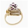 Image 6 : 14k Yellow & White Gold Open Domed Ring w/ 1.05 ctw Round Ruby & Diamond Flower