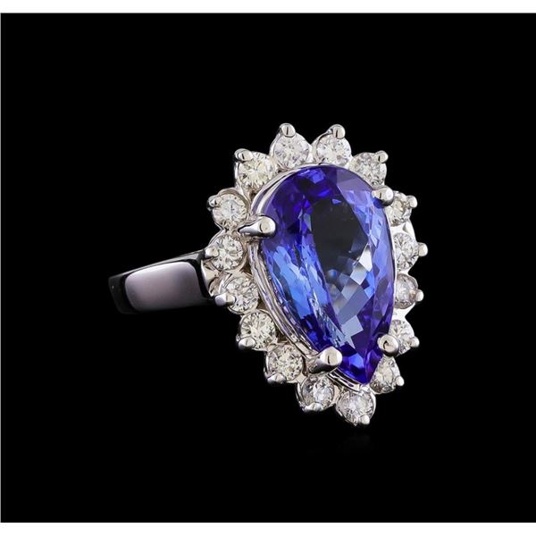 5.02 ctw Tanzanite and Diamond Ring - 14KT White Gold