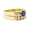 Image 1 : 1.37 ctw Blue Sapphire And Diamond Ring And Band - 14KT Yellow Gold