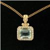 Image 2 : 14K Yellow Gold 3.77 ctw VS Diamond Green Amethyst Pendant w/ 20" Curb Chain