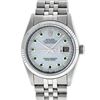 Image 1 : Rolex Mens Stainless Steel Mother Of Pearl Diamond & Emerald Datejust Wristwatch