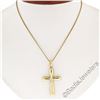 Image 3 : Italian 18kt Yellow Gold Round Diamond Polished Cross Pendant Necklace