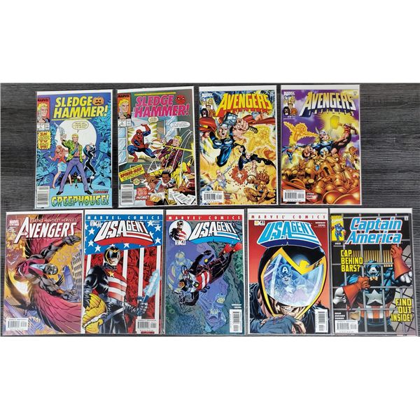 509 --  Lot of 9 Vintage Marvel Comics - Various, Inc Sledge Hammer, Avengers & US Agent