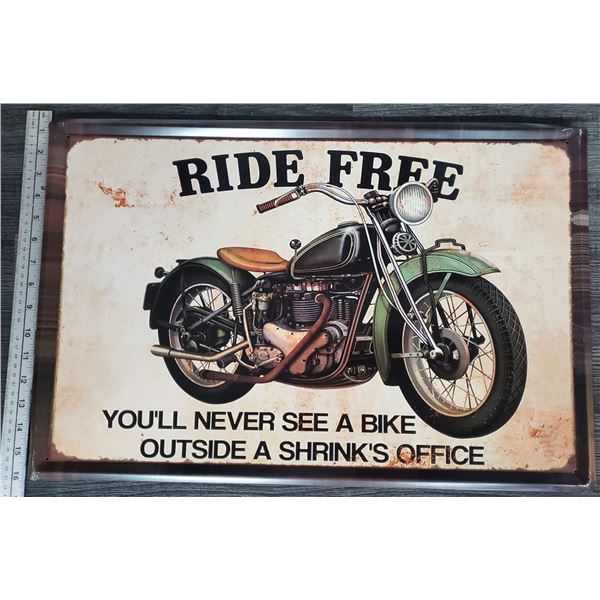 511 --  Large Vintage Style Metal Sign of Old Bike