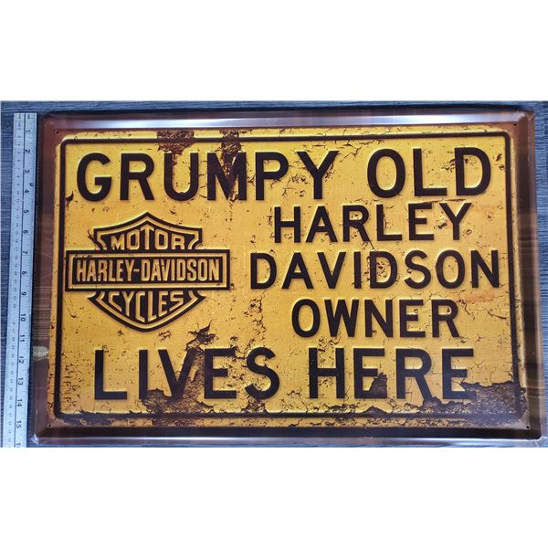 512 --  Large Vintage Style Metal Sign of Harley Grumpy Old Men