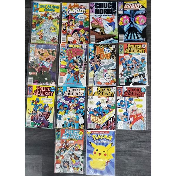 537 --  Lot of 16 Various Vintage Comics Including Police Acadamy, Chuck Norris, Star Wars and More