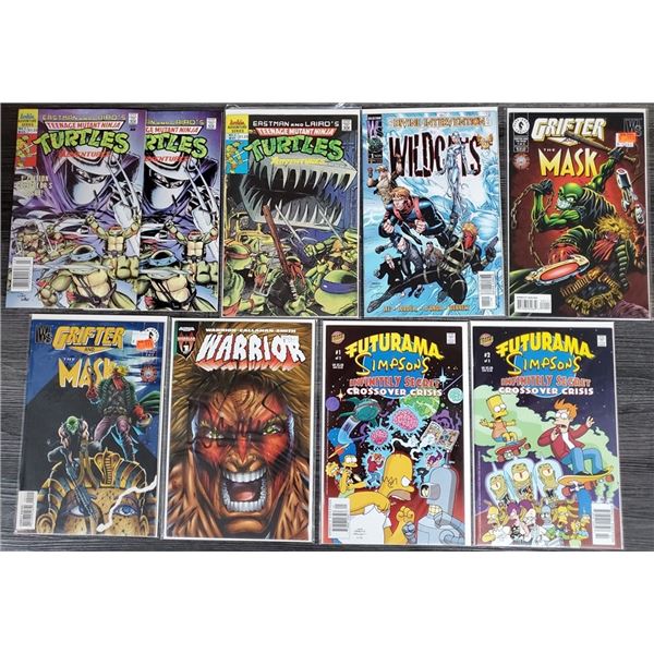 538 Lot of 9 Various Vintage Comics Including Teenage Mutant Ninja Turtles, + 1 Signed Warrior Comic