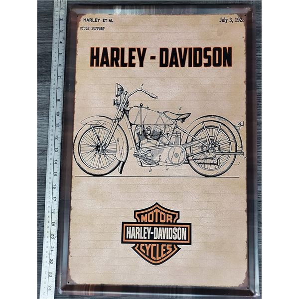 545 --  Large Vintage Looking Metal Sign - Harley Davidson - Apx 24"