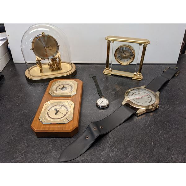 Lot of Clocks (Inc Seth Thomas, Kieniner & Obergfell) Thermometers Barometer & More