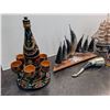 Image 2 : Lot Display Items inc Stien, Bottle with Shot Glasses, Horn Display & Sailboat Model