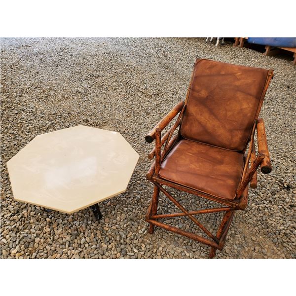 Stone Coffee table & Rustic Arm Chair